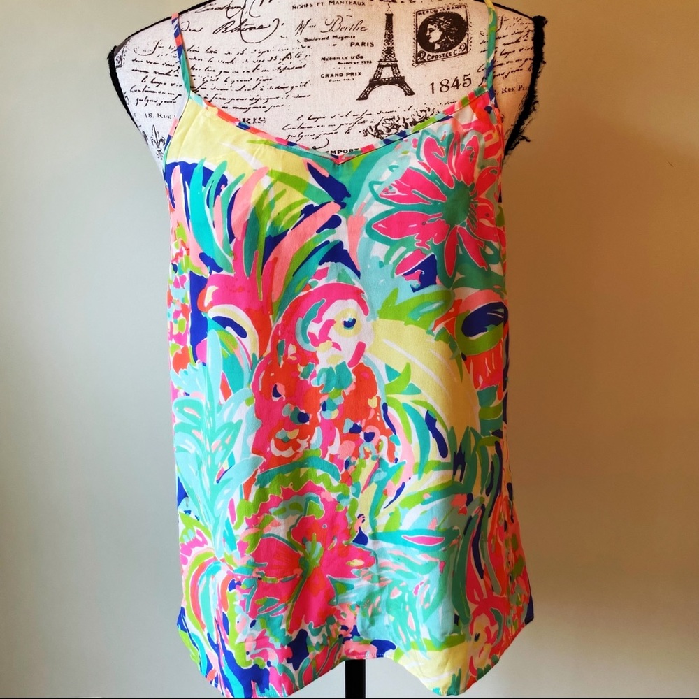Lilly Pulitzer floral loose tank with adjustable straps S